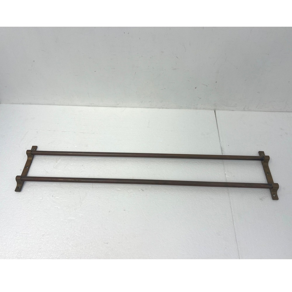 Vintage Yale Brass Wall Towel Rack Pullman Train Bathroom Industrial Holder 32"